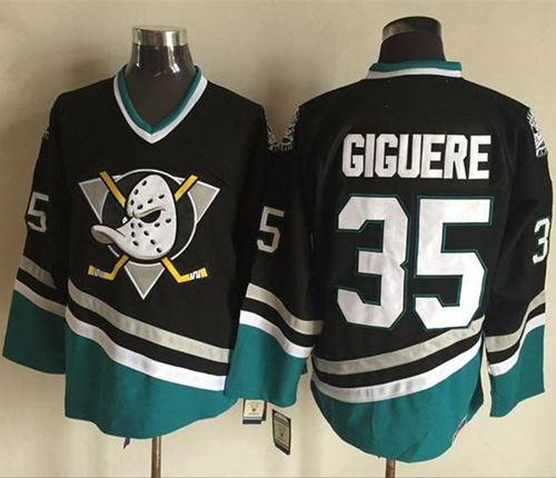 Ducks #35 Jean-Sebastien Giguere Purple/Turquoise CCM Throwback Stitched NHL Jersey